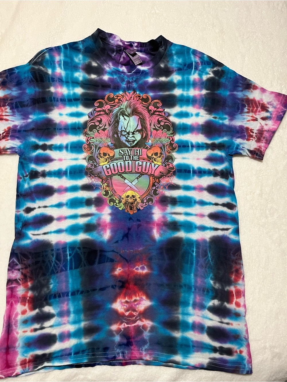 Brand New Custom Made Say Hi to the Good Guy Tie-Dye Graphic Tee - Multicolor
